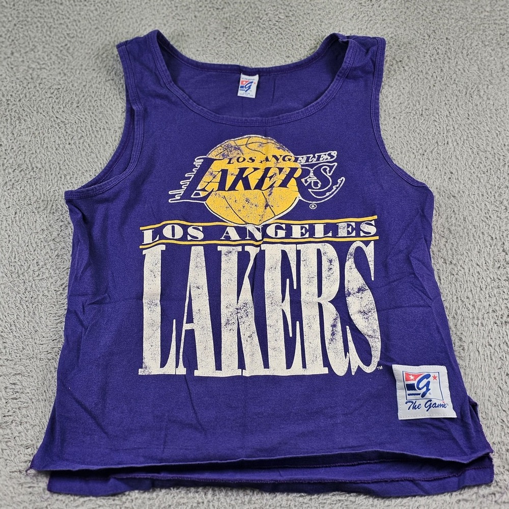 Vintage Los Angeles Lakers Tank Top Mens Large Purple NBA Basketball Graphic 90s
